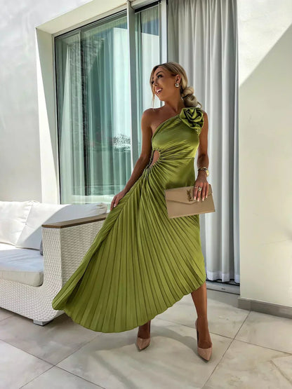 Robe longue plissée asymétrique, vue 3