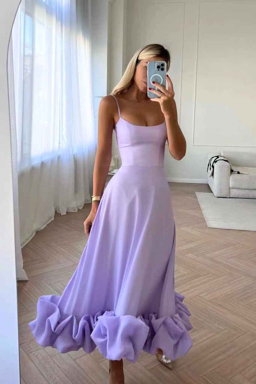Robe à ourlet volanté, violet clair