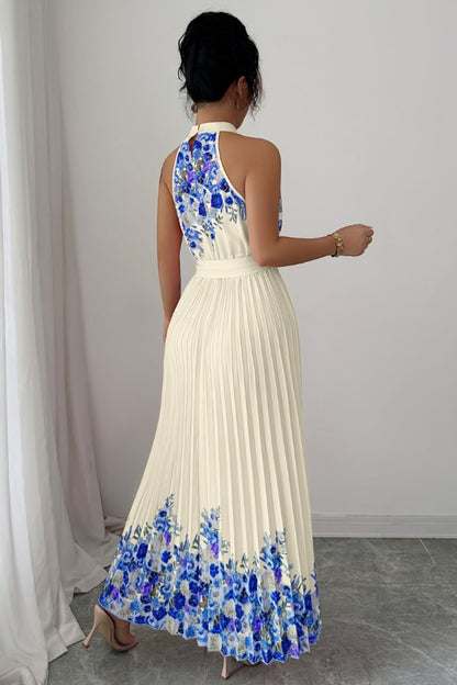 Robe plissée à fleurs, crème, vue 2