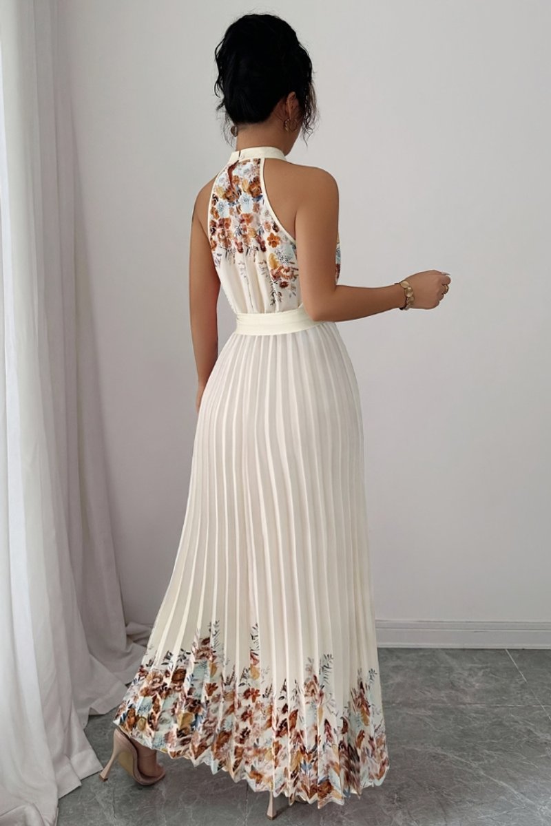 Robe plissée à fleurs, ivoire, vue 2
