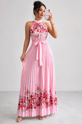 Robe plissée à fleurs, rose