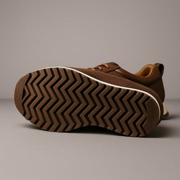 Sneakers basses en cuir et daim