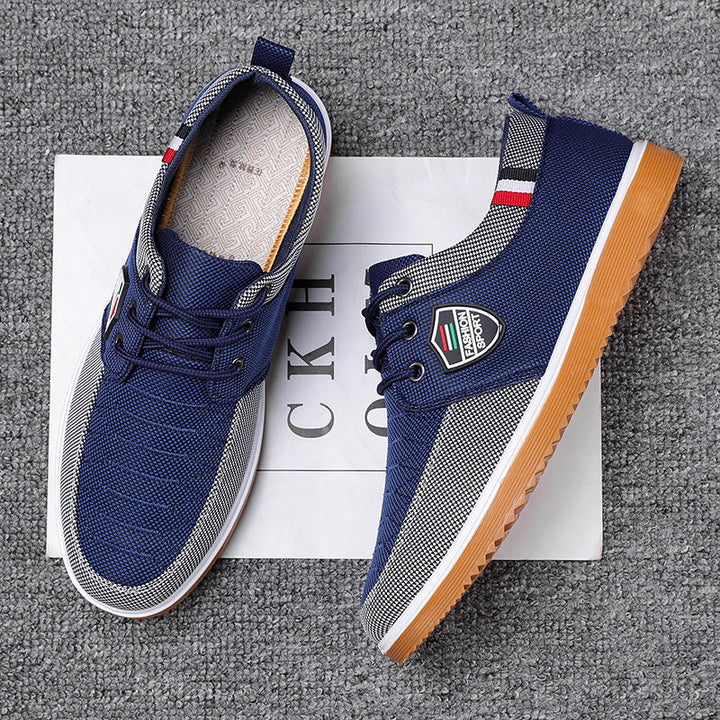 Sneakers basses en toile pied-de-poule | By Old Money