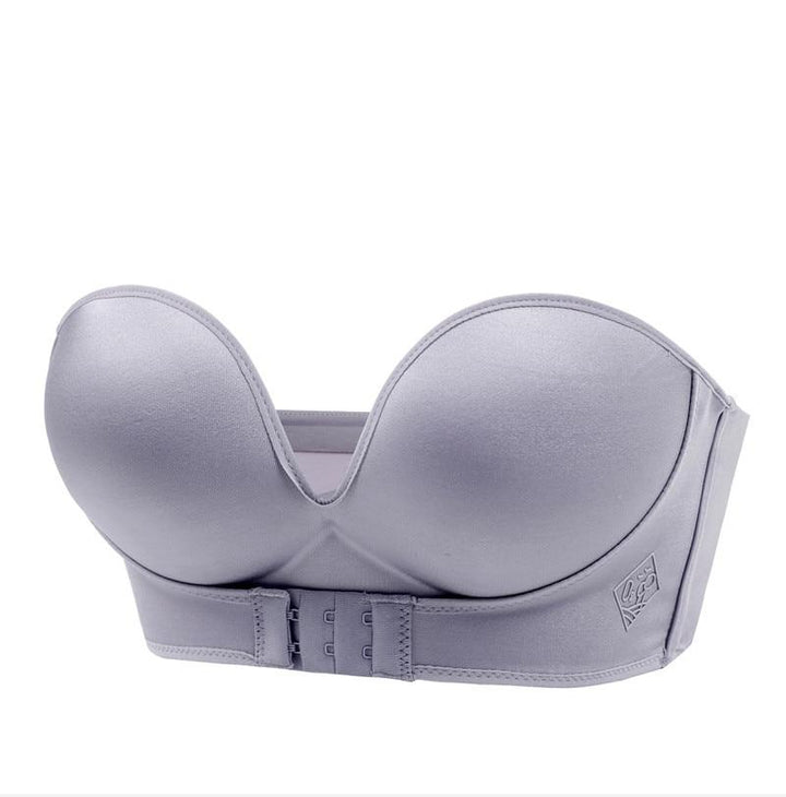 Soutien-gorge à bonnets moulés, coloris gris, vu de face