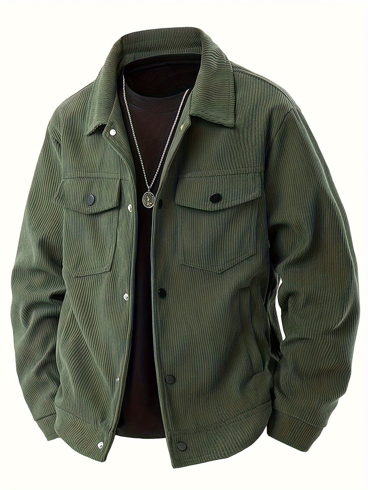 Surchemise à col chemise, vert olive