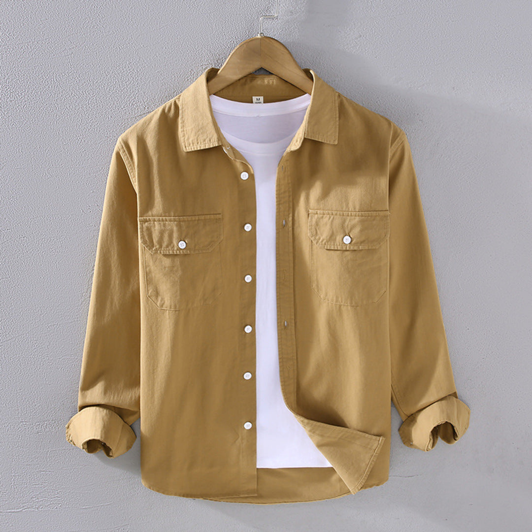 Surchemise poches poitrine doublée, coloris caramel, vue de face