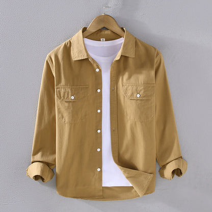 Surchemise poches poitrine doublée, coloris caramel, vue de face