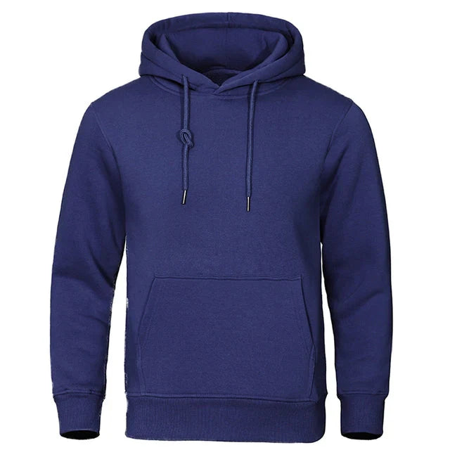 Sweat à capuche bleu marine à cordon, vue de face