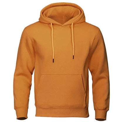 Sweat à capuche ocre à cordon, vue de face