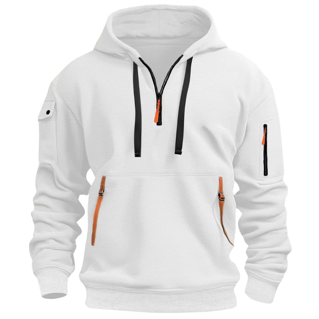 Sweat à capuche demi-zip, blanc