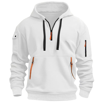 Sweat à capuche demi-zip, blanc