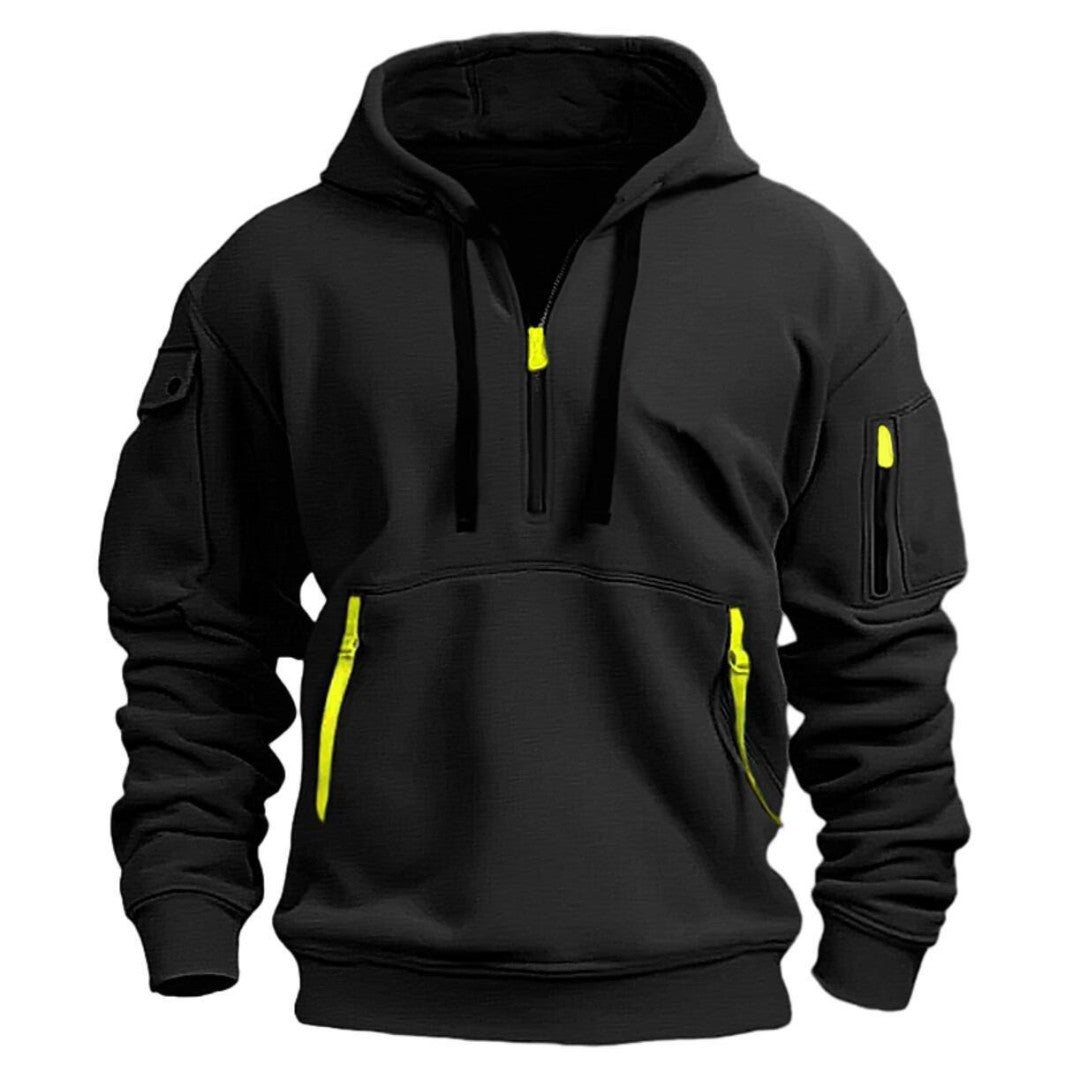 Sweat à capuche demi-zip, noir