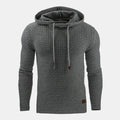 Sweat à capuche gris à motif texturé et cordons, vue de face