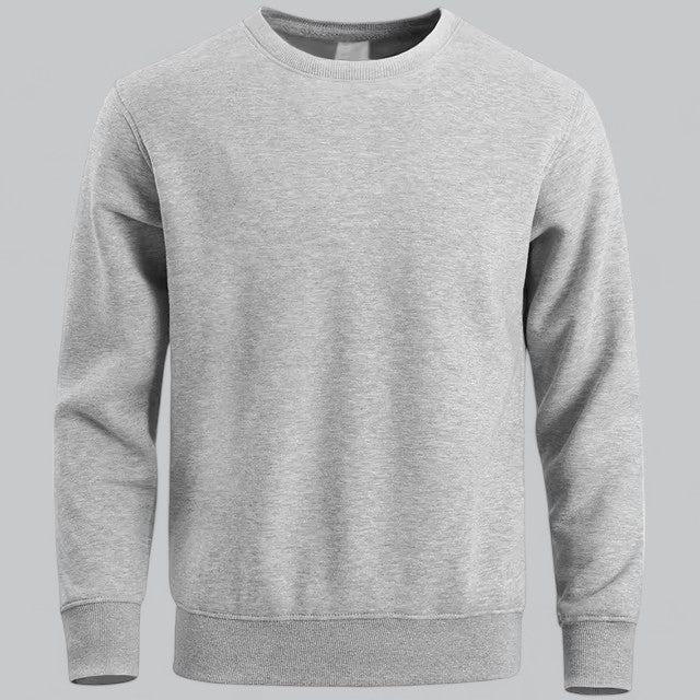 Sweat col rond gris chiné uni, vue de face
