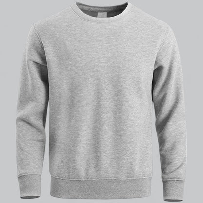 Sweat col rond gris chiné uni, vue de face