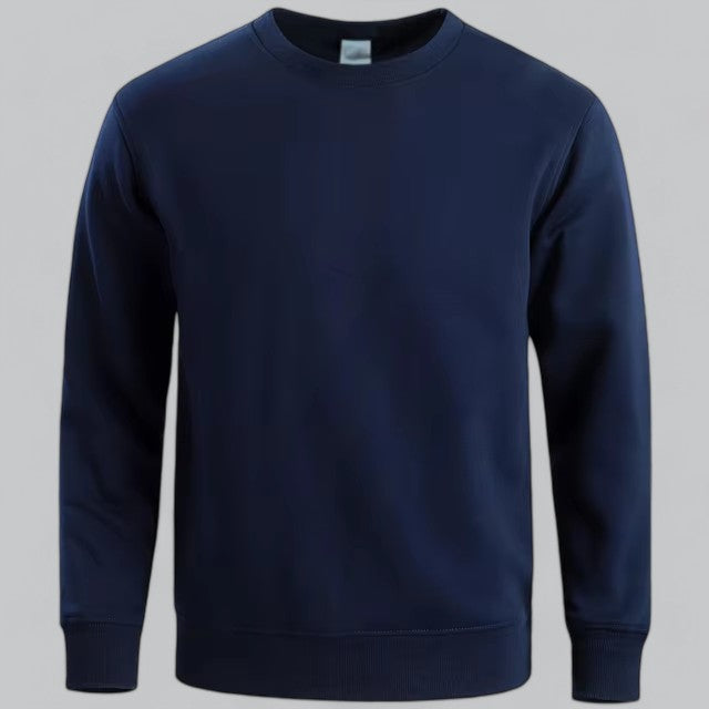 Sweat col rond bleu marine uni, vue de face