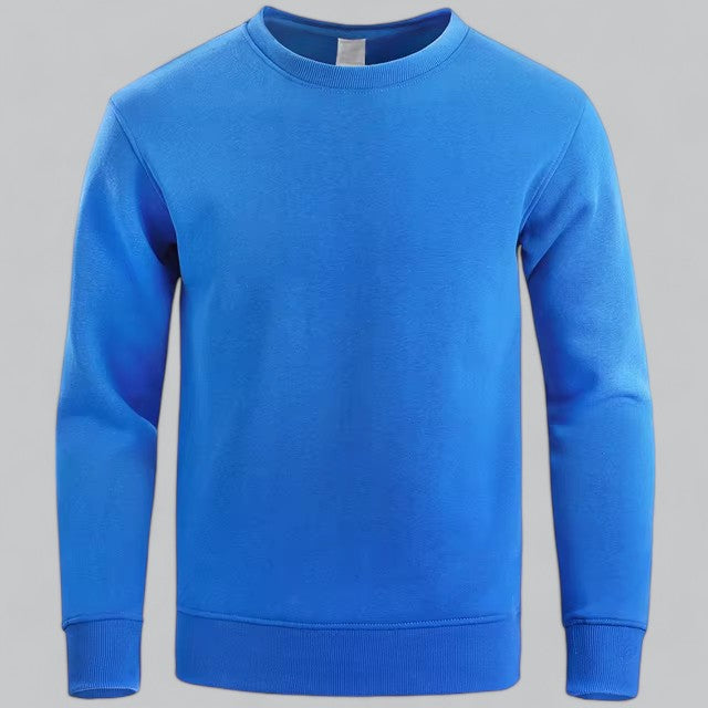 Sweat col rond bleu vif uni, vue de face