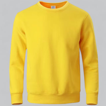 Sweat col rond jaune uni, vue de face
