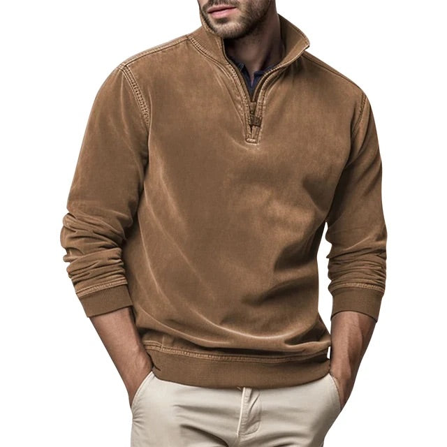Sweat col zippé in Marron | By Old Money