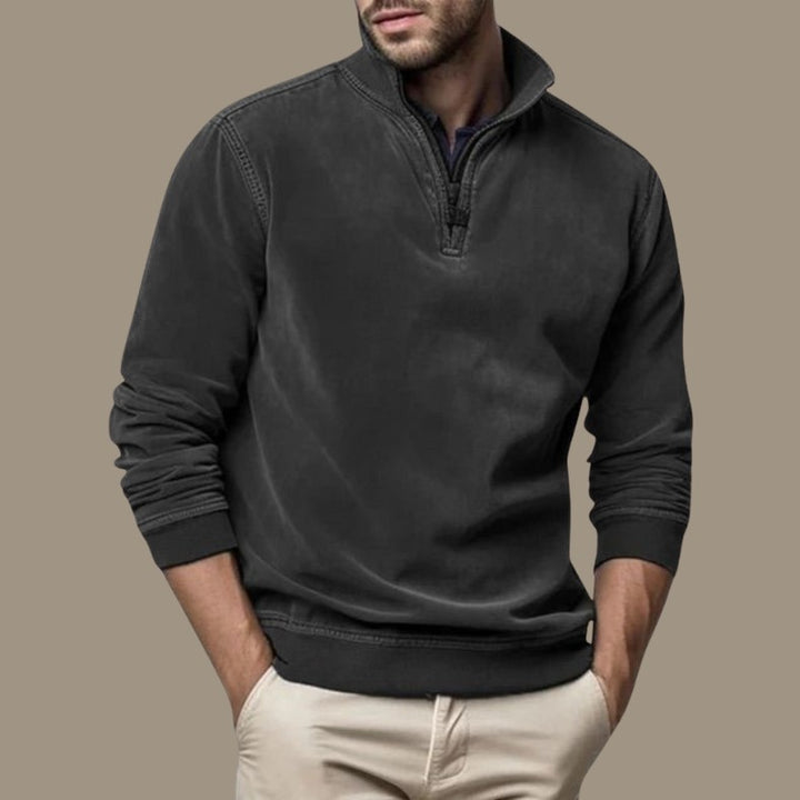 Sweat col zippé in Marron foncé | By Old Money