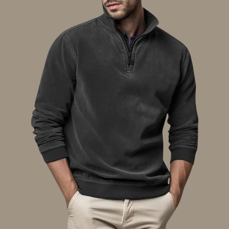 Sweat col zippé in Marron foncé | By Old Money