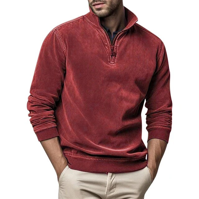Sweat col zippé in Rouge | By Old Money