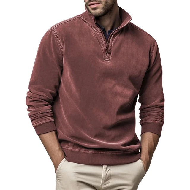 Sweat col zippé in Rouge clair | By Old Money