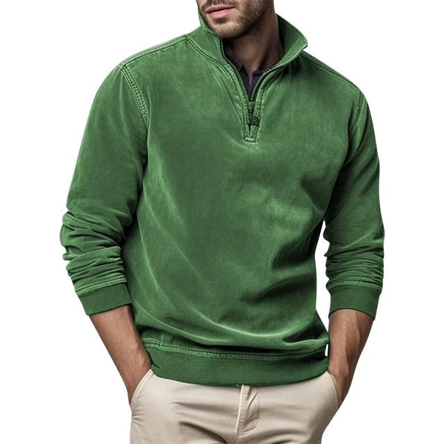 Sweat col zippé in Vert | By Old Money