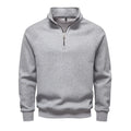 Sweat demi-zip raglan, coloris gris clair, présenté à plat