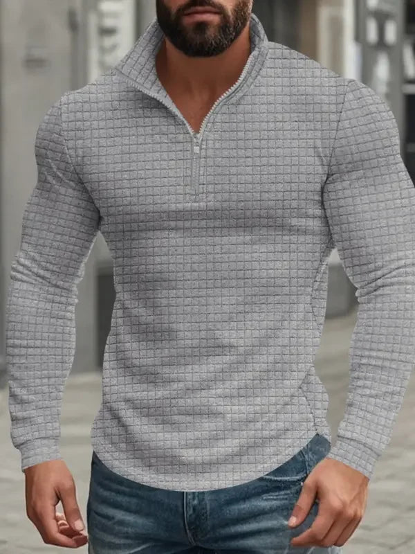 Sweat quart de zip, gris clair