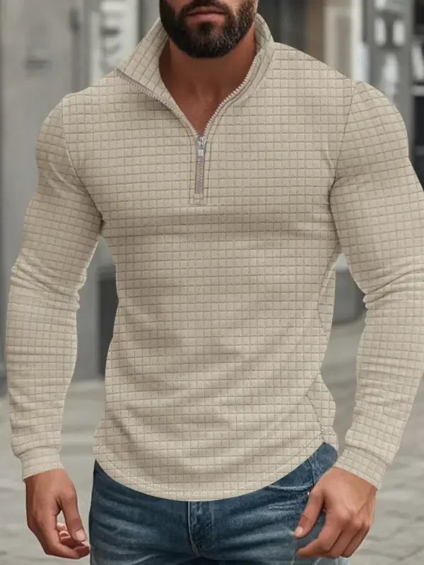 Sweat quart de zip, beige