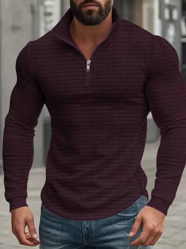 Sweat quart de zip, bordeaux