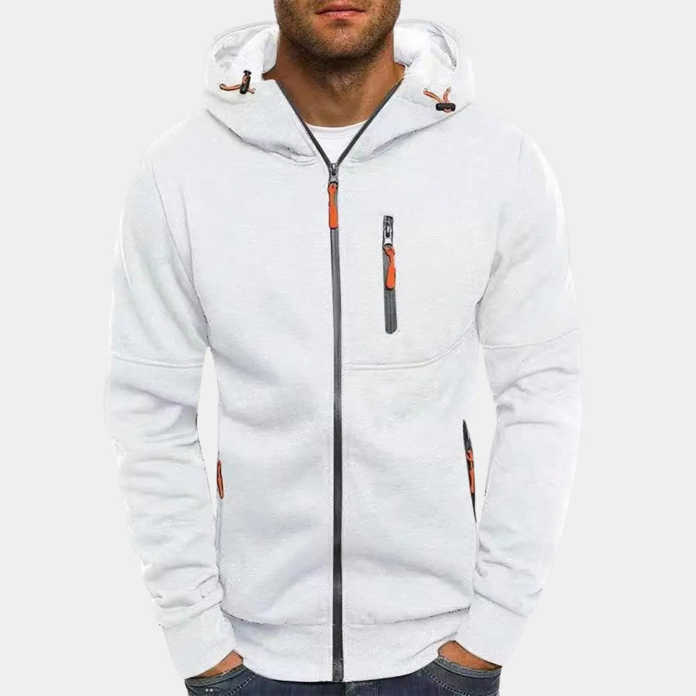 Sweat zippé à capuche, blanc