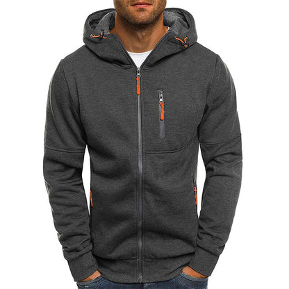 Sweat zippé à capuche, gris foncé