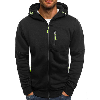 Sweat zippé à capuche, noir