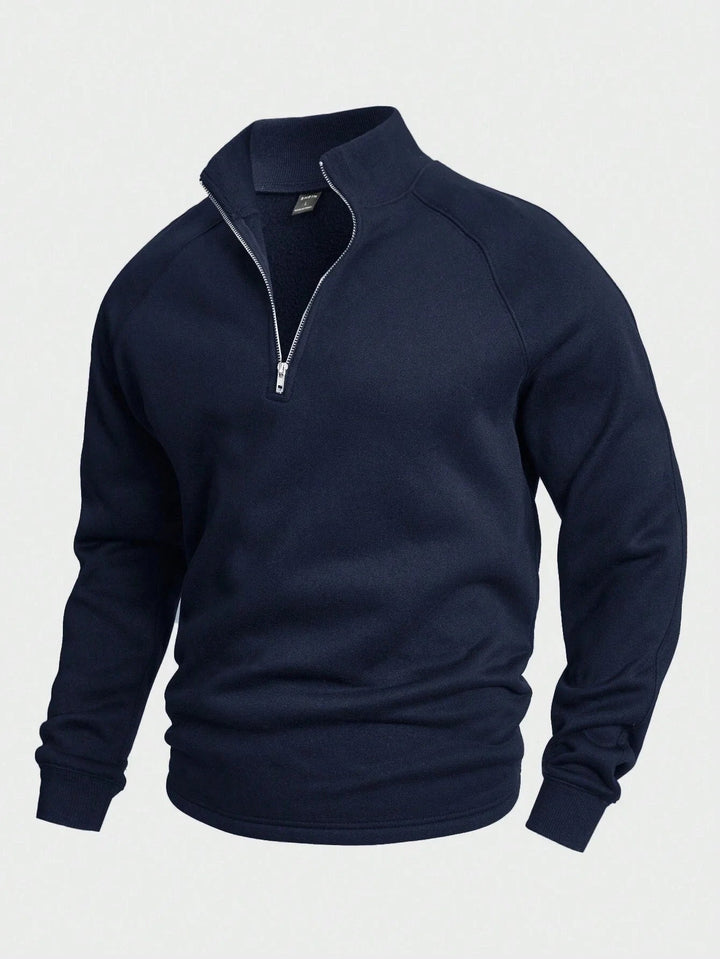Sweat zippé col montant in Bleu foncé | By Old Money