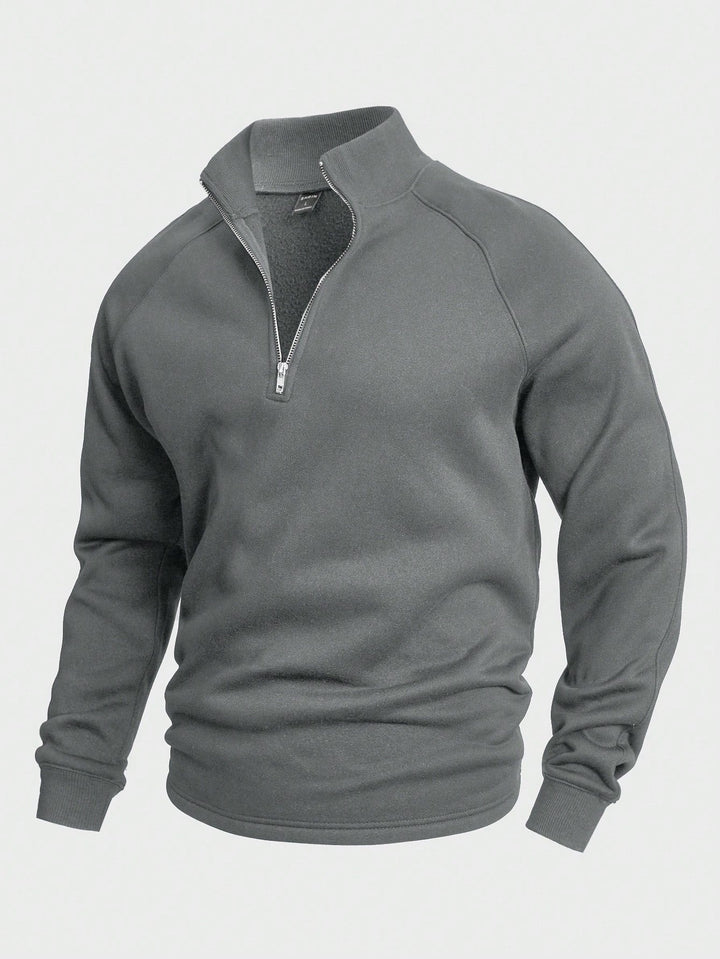Sweat zippé col montant in Gris | By Old Money