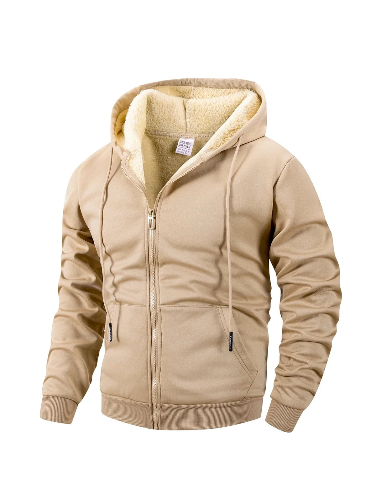 Sweat zippé doublé sherpa, kaki