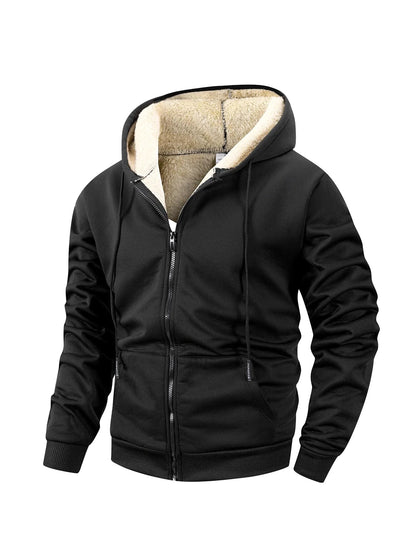 Sweat zippé doublé sherpa, noir