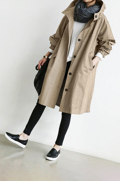 Trench à capuche amovible, coloris beige, vue de face