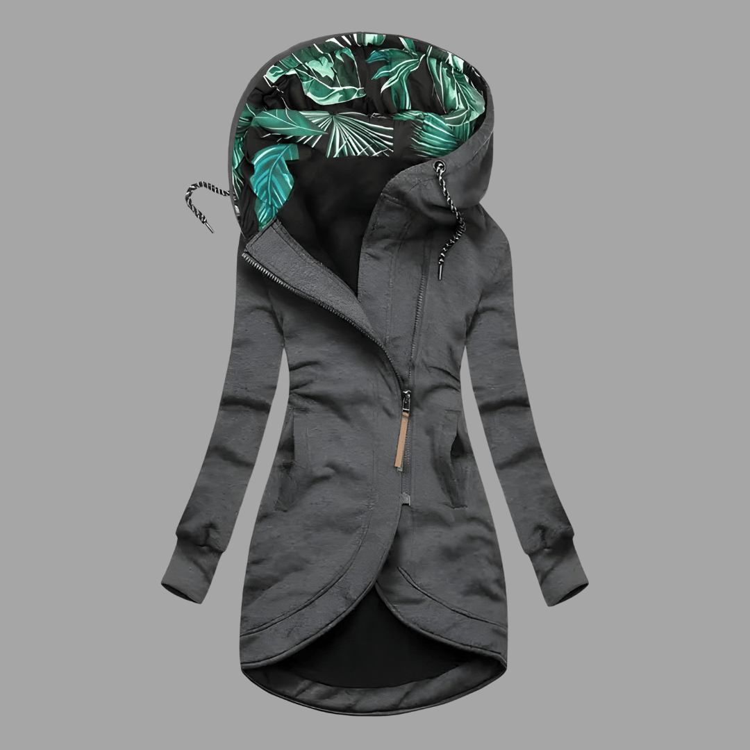 Veste à capuche zippée pour femme, coloris gris