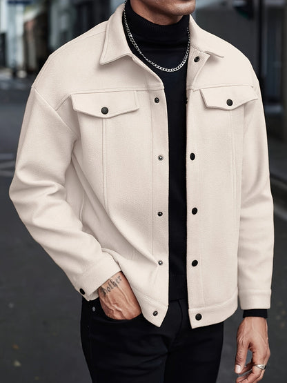 Veste boutonnée à poches, crème