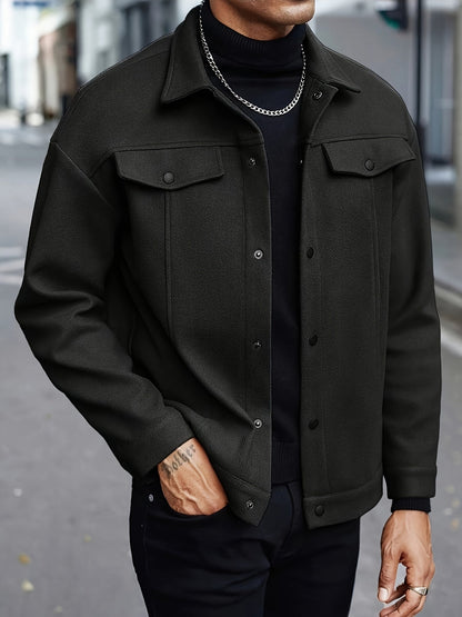 Veste boutonnée à poches, noir