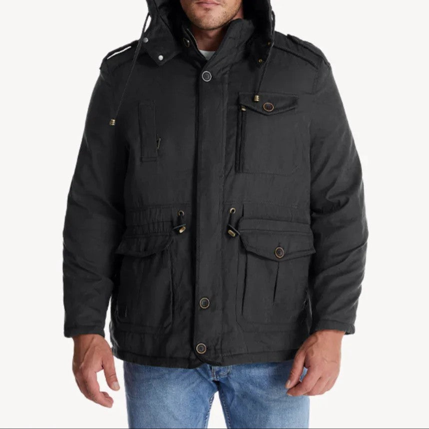 Veste à capuche multipoches in Black | By Old Money