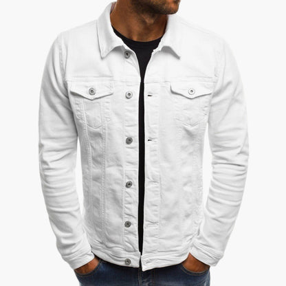 Veste col chemise boutonnée, coloris blanc, vue de face