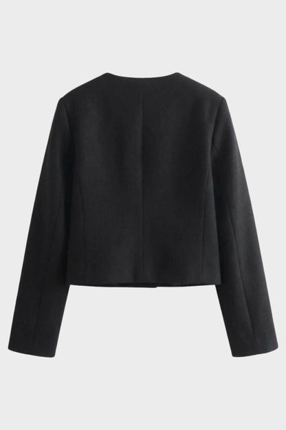 Veste courte à poches, coloris noir, vue de dos