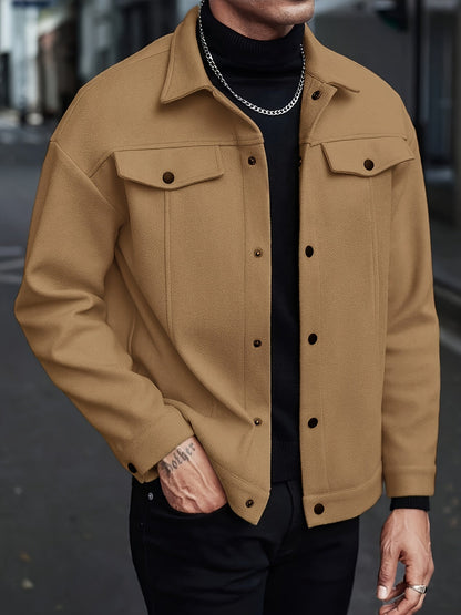 Veste boutonnée à poches, camel
