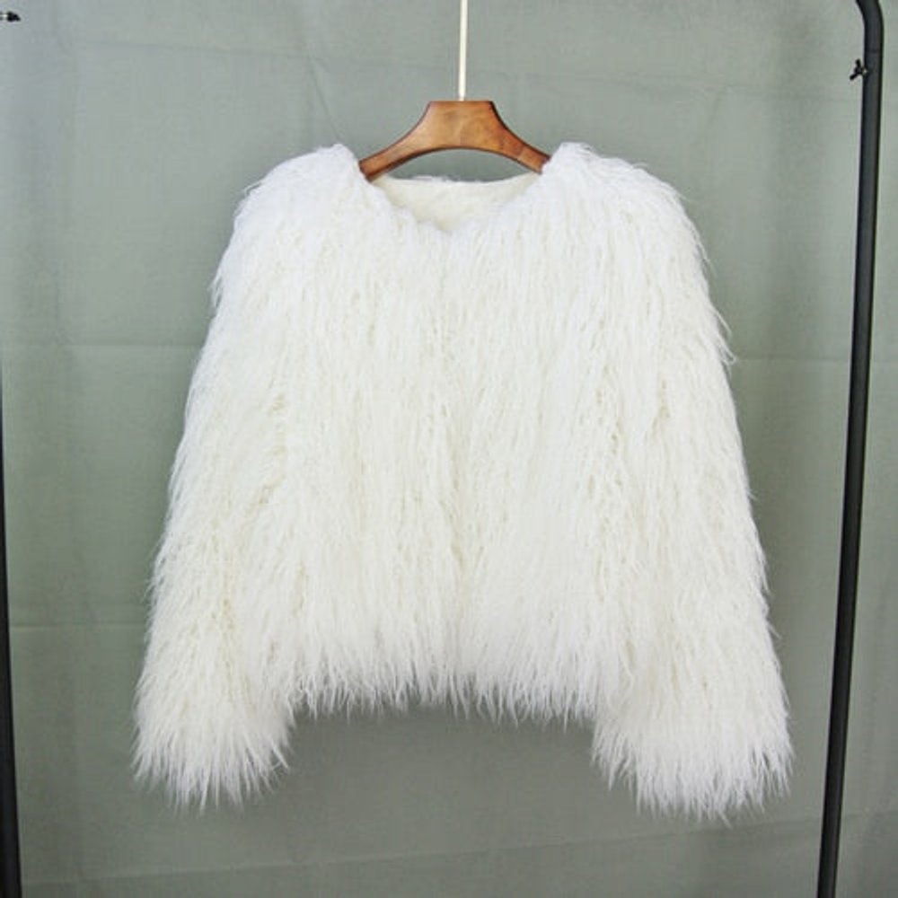 Veste courte fausse fourrure, blanc