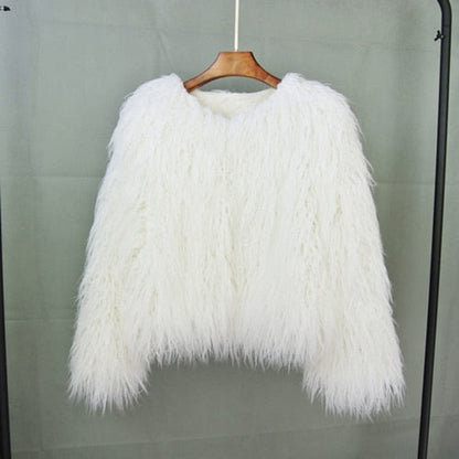 Veste courte fausse fourrure, blanc