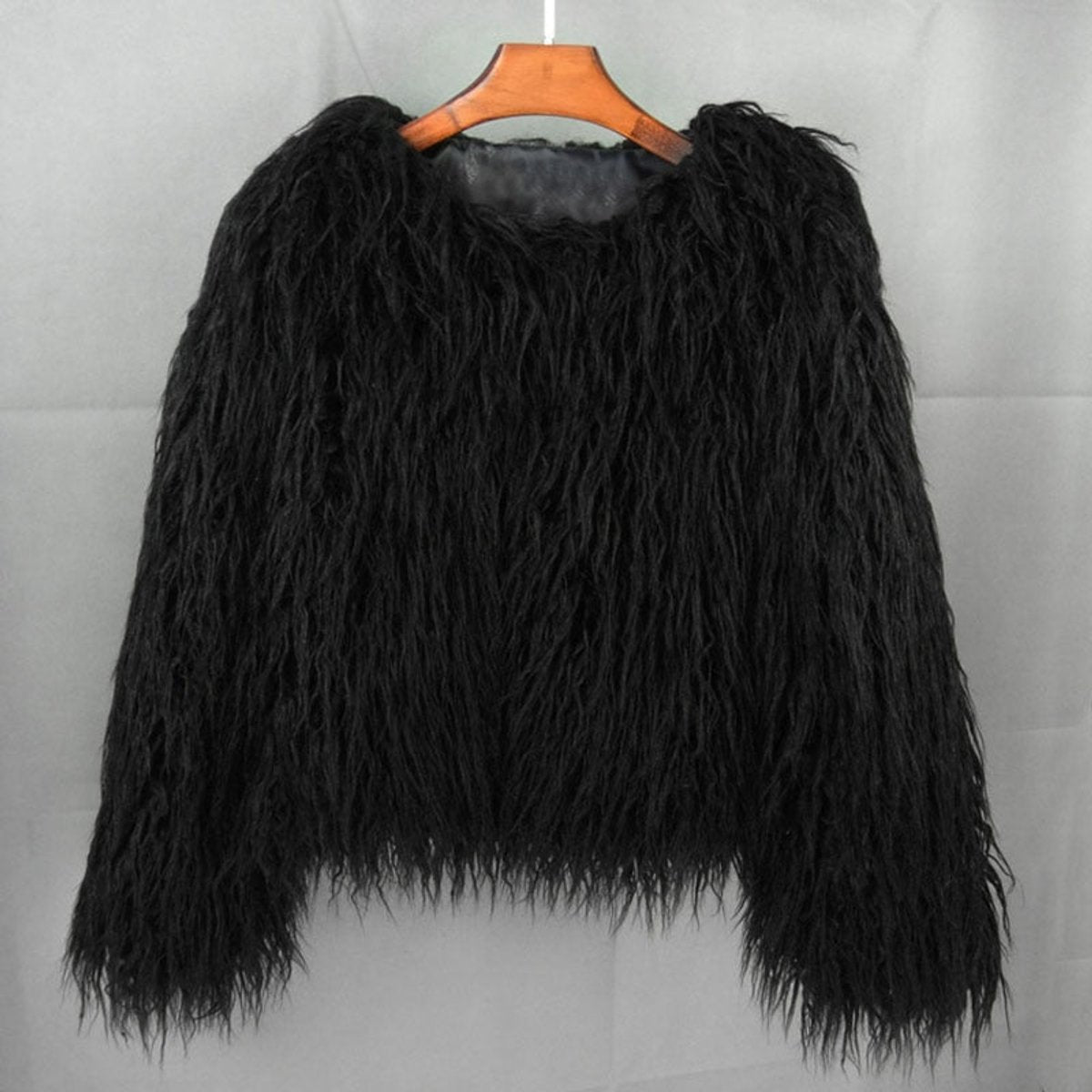 Veste courte fausse fourrure, noir